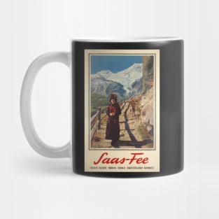 Saas Fee, Valais, Ski Poster Mug